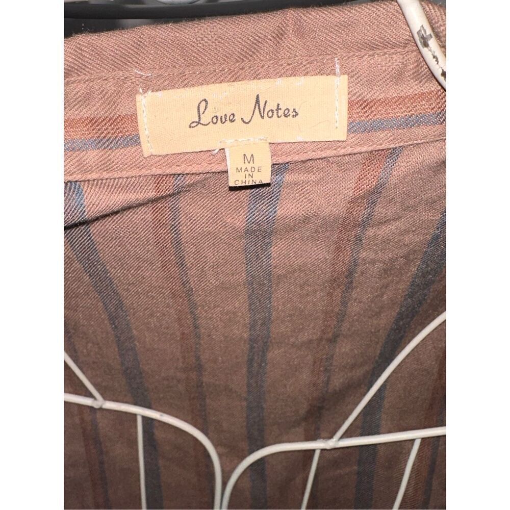 GREAT CONDITION WOMEN Love Notes Stripped Button Up size medium 100% cotton butt - Picture 4 of 5
